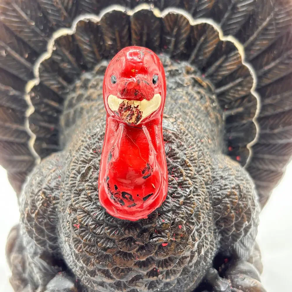 Vintage Gurley Hand Painted Molded Thanksgiving Turkey Candle Unused Rare Decor